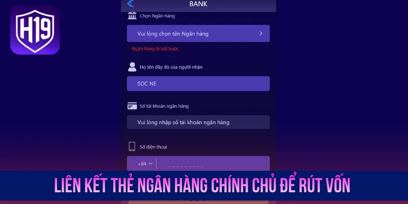 Liên kết thẻ ngân hàng chính chủ để rút vốn